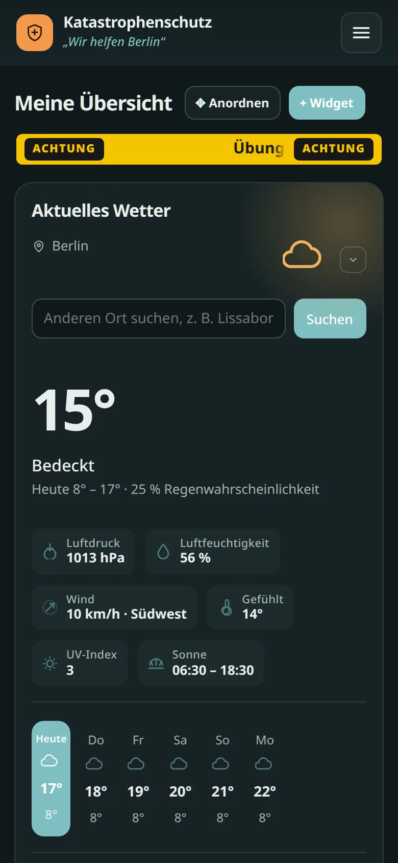 Übersicht auf dem Smartphone